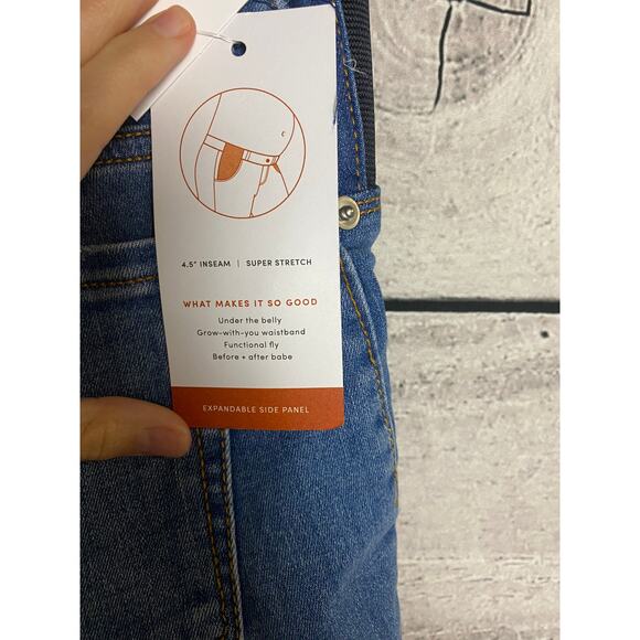 NWT Isabel Maternity by Ingrid Midi Jean Shorts - Size 10 - Picture 3 of 4